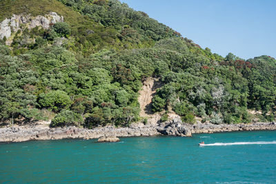 Scenic view of sea and mountains