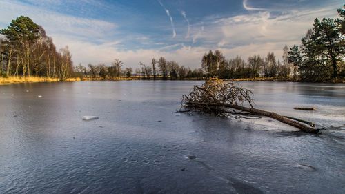 Scenic view of lake against sky