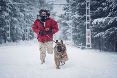 View of a dog in snow