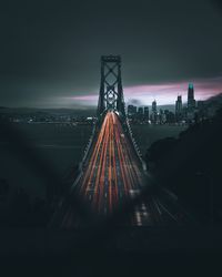 Light trails on golden gate bridge at night