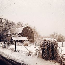 House against sky during winter