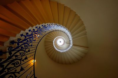 High angle view of spiral stairs