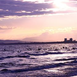 Scenic view of sea against sky during sunset