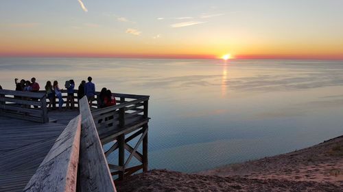 View of sunset over lake michigan from sleeping bear dunes