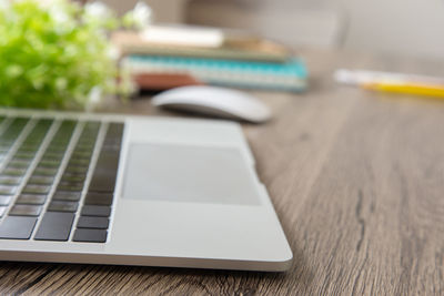 Close-up of laptop on table