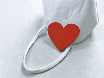 High angle view of heart shape on paper