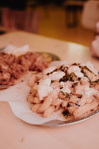 Close-up of meal served in plate