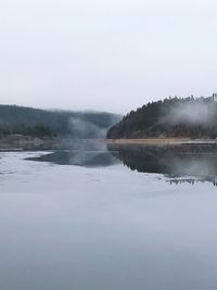 Scenic view of lake against clear sky