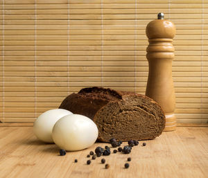 Close-up of eggs on cutting board