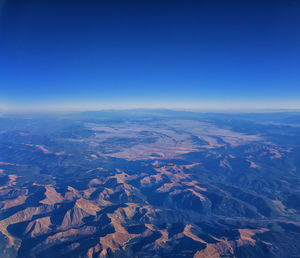 Aerial view rocky mountain landscapes on flight over colorado utah rockies wasatch front, usa.