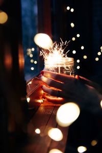 Close-up of lit candles