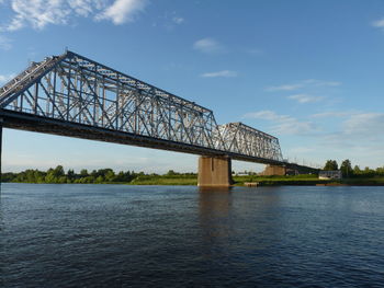 Low angle view of bridge over river against sky