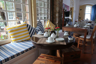 Chairs and tables in restaurant