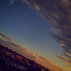 Low angle view of trees against sky during sunset