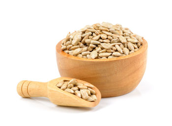 Close-up of bread against white background