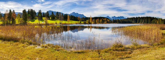 Scenic view of lake against sky