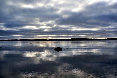 Scenic view of sea against cloudy sky