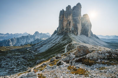 Scenic view of rocky mountains against sky