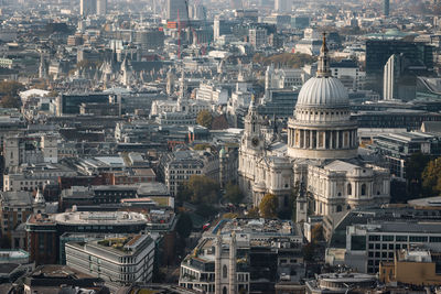 High angle view of st paul cathedral in london