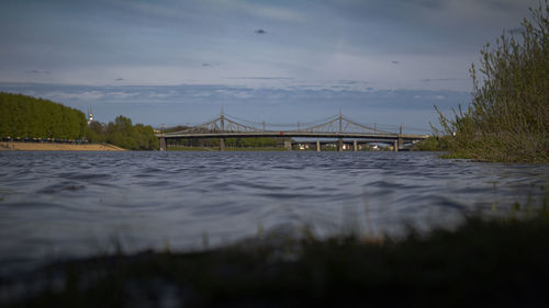 View of bridge over river against sky