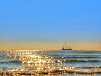 Scenic view of sea against clear sky