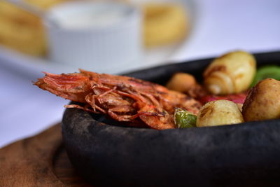 Close-up of food served in plate