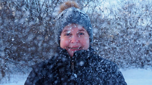 Portrait of a man in snow