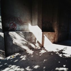 Sunlight falling on wall of building