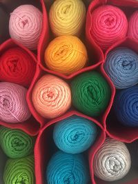 Full frame shot of colorful balls of wool