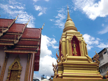 Low angle view of pagoda against sky