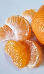 High angle view of orange slices in plate