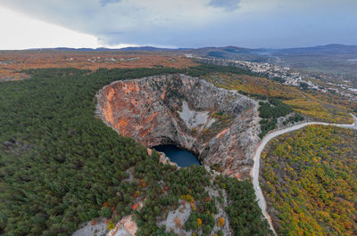 High angle view of landscape against sky