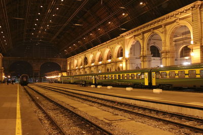 High angle view of train at railroad station