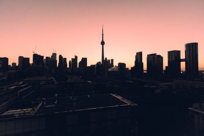 View of cityscape against sky during sunset