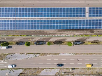 High angle view of footpath against wall