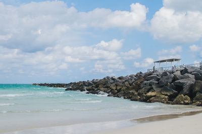 Scenic view of beach against sky