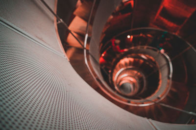 High angle view of spiral staircase