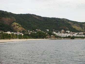 Scenic view of river and mountains