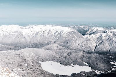 Scenic view of snowcapped mountain against sky