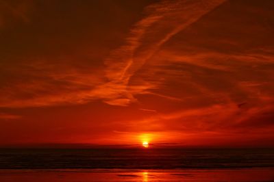 Scenic view of sunset over sea