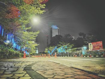 Illuminated city at night