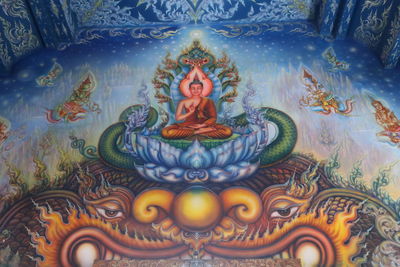 Close-up of buddha sculpture in building