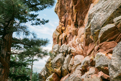 Low angle view of rock formation on mountain