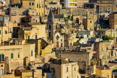 High angle view of buildings in city