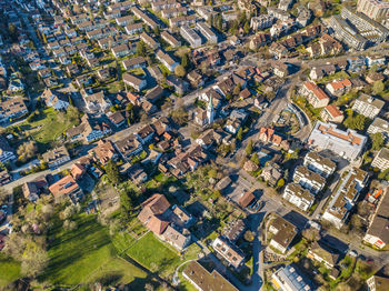 High angle view of buildings in city