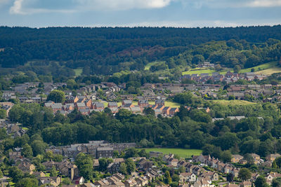 High angle view of townscape against sky