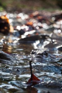 Full frame shot of water falling in lake