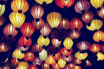 Low angle view of illuminated lanterns