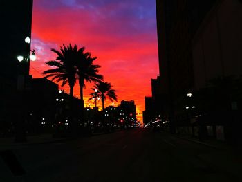Silhouette of city at night