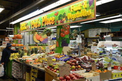 Various fruits for sale at market stall